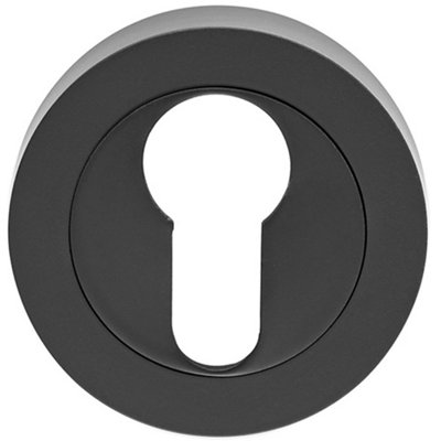 Loops Screwless Round Euro Profile EscutcheonMatt Black 52mm Door Key Plate from B&Q