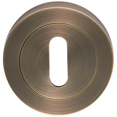 Loops Screwless Round Standard Profile EscutcheonAntique Brass 52mm Door Key Plate from B&Q