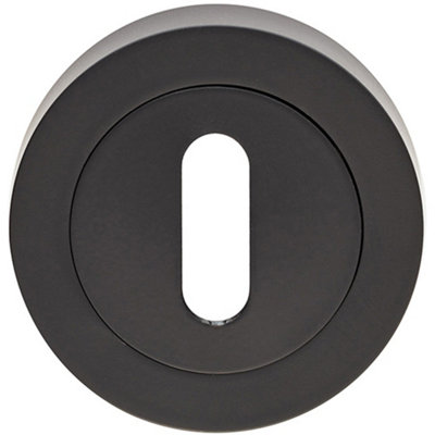 Loops Screwless Round Standard Profile EscutcheonMatt Black 52mm Door Key Plate from B&Q