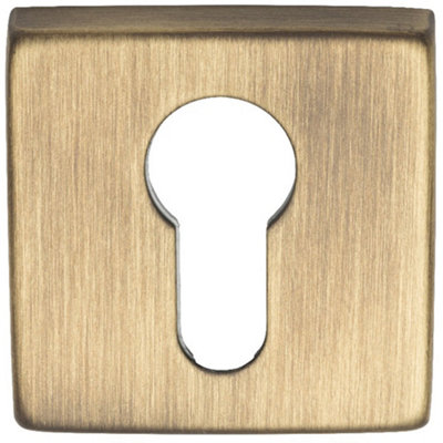 Loops Screwless Round Euro Profile EscutcheonAntique Brass 50mm Door Key Plate from B&Q