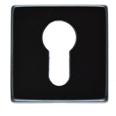 Loops Screwless Round Euro Profile EscutcheonMatt Black 50mm Door Key Plate from B&Q