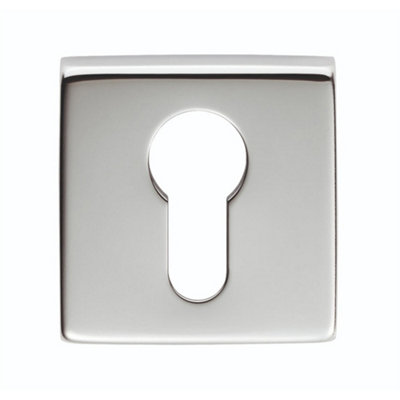 Loops Screwless Round Euro Profile EscutcheonPolished Chrome 50mm Door Key Plate from B&Q