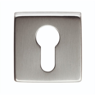 Loops Screwless Round Euro Profile EscutcheonSatin Chrome 50mm Door Key Plate from B&Q