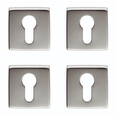 Loops 4 PackScrewless Round Euro Profile EscutcheonSatin Chrome 50mm Door Key Plate from B&Q