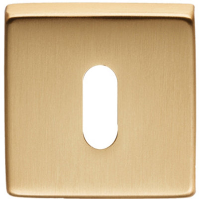 Loops Screwless Square Standard Profile EscutcheonSatin Brass 50mm Lock Key Plate from B&Q