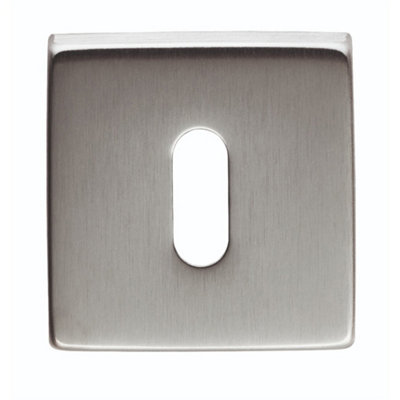 Loops Screwless Square Standard Profile EscutcheonSatin Chrome 50mm Lock Key Plate from B&Q