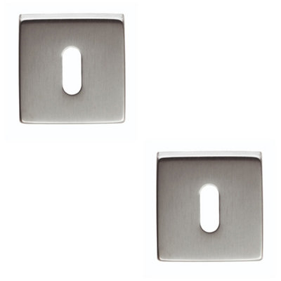 Loops 2 PackScrewless Square Standard Profile EscutcheonSatin Chrome 50mm Lock Key Plate from B&Q