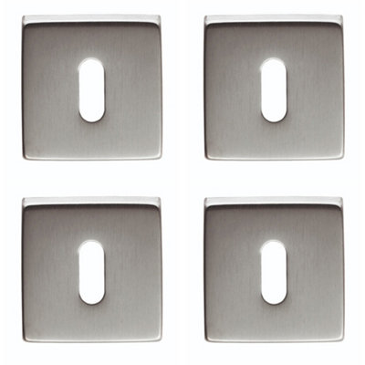 Loops 4 PackScrewless Square Standard Profile EscutcheonSatin Chrome 50mm Lock Key Plate from B&Q