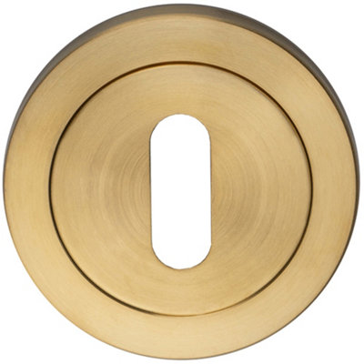 Loops Screwless Round Standard Lock Profile Escutcheon Satin Pvd 52mm Key Cover Plate from B&Q