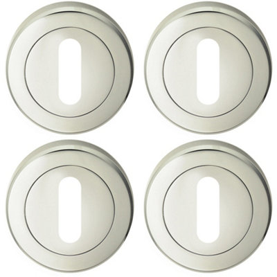 B&Q -  4 PackScrewless Round Standard Profile Escutcheon Polished Nickel 51mm Lock Key Plate