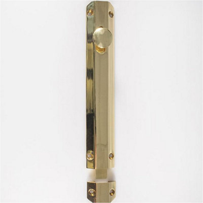 Loops Surface Mounted Flat Sliding Door Bolt Lock 202mm X 36mm Polished Brass from B&Q