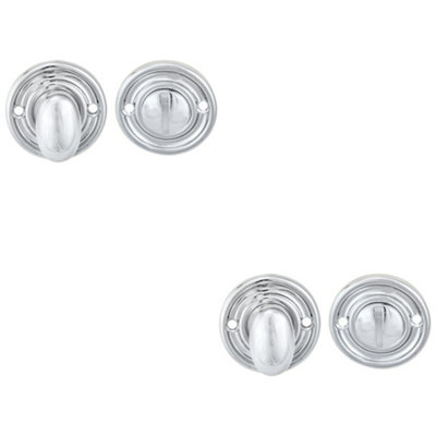 Loops 2 Pack - Reeded Design Thumbturn Lock And Release Handle 42Mm Dia Polished Chrome