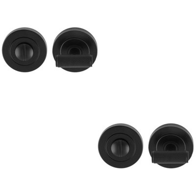 B&Q -  2 PackKnurled T Bar Thumbturn & Release LockMatt BlackBathroom Door Wc