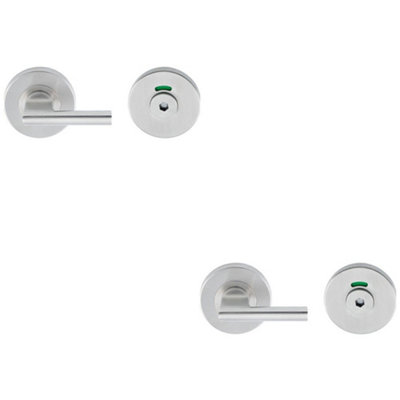 Loops 2 PackDisabled Thumbturn Handle With Hex Release & Occupancy Indicator Satin Steel from B&Q