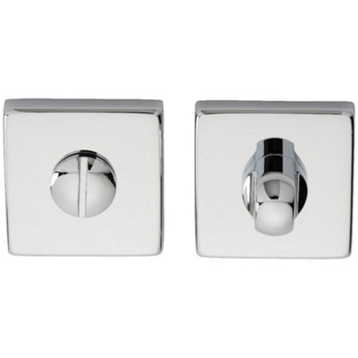 Loops Square Rose Thumbturn & Release Lock - Polished Chrome - Bathroom Door Wc