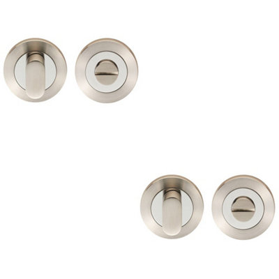 Loops 2 PackRound Thumbturn Lock And Release With Indicator Satin & Bright Steel from B&Q