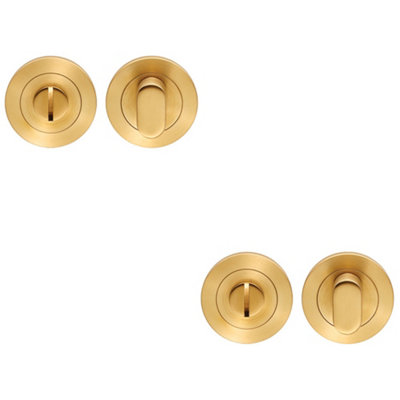 Loops 2 PackRound Thumbturn Lock And Release With Indicator Satin Brass Pvd from B&Q