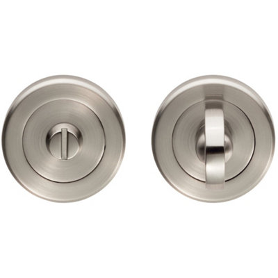 Loops Bathroom Thumbturn Lock And Release Handle Beveled Edged Rose Satin Nickel