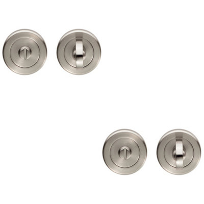 Loops 2 Pack - Bathroom Thumbturn Lock And Release Handle Beveled Edged Rose Satin Nickel