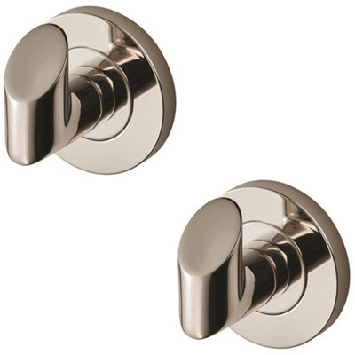 B&Q -  2 PackSingle Bathroom Robe Hook On Concealed Fix Rose 44.5mm Proj Bright Steel