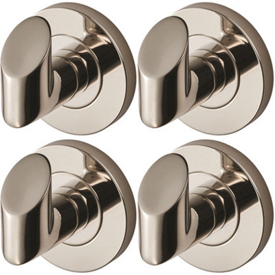B&Q -  4 PackSingle Bathroom Robe Hook On Concealed Fix Rose 44.5mm Proj Bright Steel