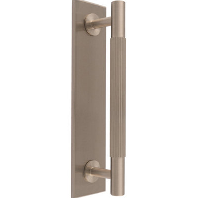 Loops Lined Reeded Drawer Pull Handle & Matching BackplateSatin Nickel 168 X 40mm from B&Q
