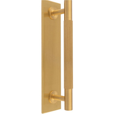 Loops Lined Reeded Drawer Pull Handle & Matching BackplateSatin Brass 200 X 40mm from B&Q