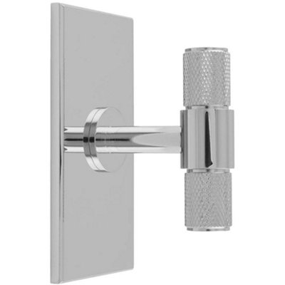 Loops Knurled T Bar Cabinet Door Knob & Matching BackplatePolished Chrome 76 X 40mm from B&Q