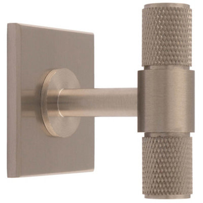Loops Knurled T Bar Cabinet Door Knob & Matching BackplateSatin Nickel 40 X 40mm from B&Q