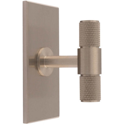 Loops Knurled T Bar Cabinet Door Knob & Matching BackplateSatin Nickel 76 X 40mm from B&Q