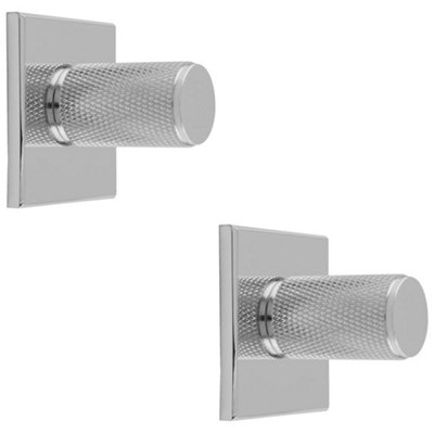 Loops 2 PackKnurled Cylinder Cabinet Door Knob & Matching Backplate Polished Chrome 40X40mm from B&Q