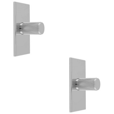Loops 2 PackKnurled Cylinder Cabinet Door Knob & Matching Backplate Polished Chrome 76X40mm from B&Q