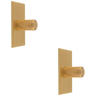 Loops 2 PackKnurled Cylinder Cabinet Door Knob & Matching BackplateSatin Brass 76 X 40mm from B&Q