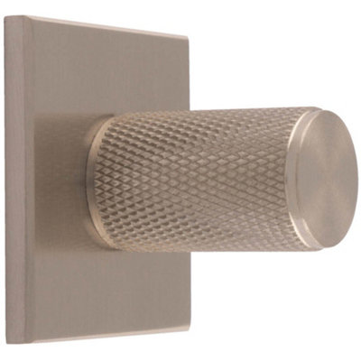 Loops Knurled Cylinder Cabinet Door Knob & Matching BackplateSatin Nickel 40 X 40mm from B&Q