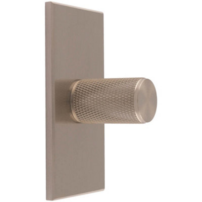 Loops Knurled Cylinder Cabinet Door Knob & Matching BackplateSatin Nickel 76 X 40mm from B&Q