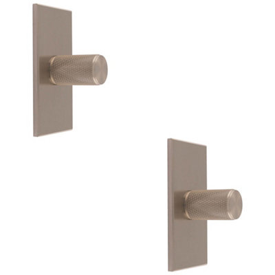 Loops 2 PackKnurled Cylinder Cabinet Door Knob & Matching BackplateSatin Nickel 76 X 40mm from B&Q