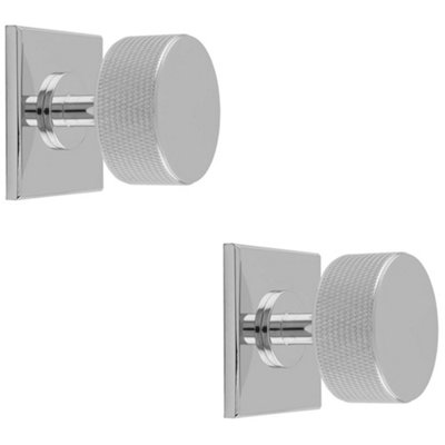 Loops 2 PackKnurled Radio Cabinet Door Knob & Matching BackplatePolished Chrome 40 X 40mm from B&Q