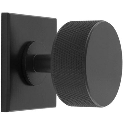 Loops Knurled Radio Cabinet Door Knob & Matching BackplateMatt Black 40 X 40mm from B&Q