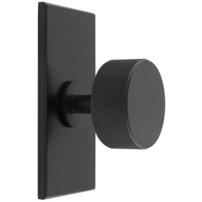 Loops Knurled Radio Cabinet Door Knob & Matching BackplateMatt Black 76 X 40mm from B&Q