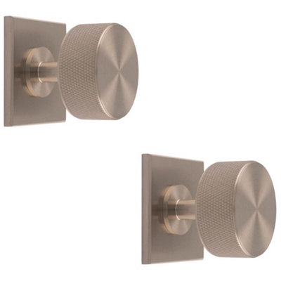 Loops 2 PackKnurled Radio Cabinet Door Knob & Matching BackplateSatin Nickel 40 X 40mm from B&Q