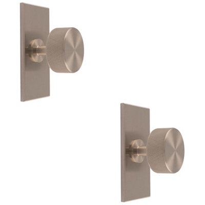 Loops 2 PackKnurled Radio Cabinet Door Knob & Matching BackplateSatin Nickel 76 X 40mm from B&Q