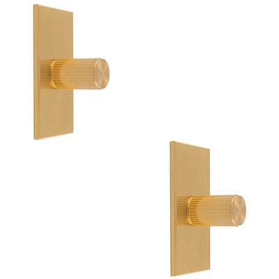 Loops 2 PackReeded Cylinder Cabinet Door Knob & Matching BackplateSatin Brass 76 X 40mm from B&Q