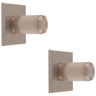 Loops 2 PackReeded Cylinder Cabinet Door Knob & Matching BackplateSatin Nickel 40 X 40mm from B&Q