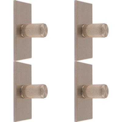 Loops 4 PackReeded Cylinder Cabinet Door Knob & Matching BackplateSatin Nickel 76 X 40mm from B&Q