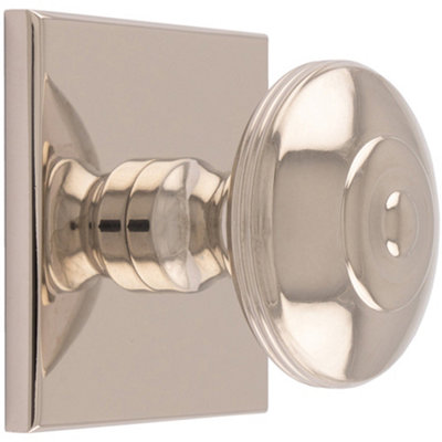 Loops 32mm Round Cabinet Door Knob & 40X40mm Matching Backplate Polished Nickel Handle from B&Q