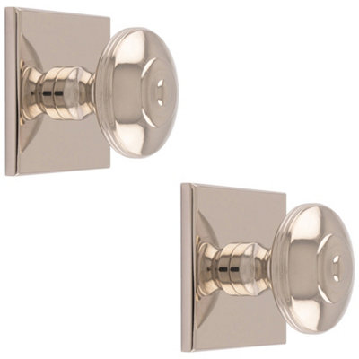 Loops 2 Pack32mm Round Cabinet Door Knob & 40X40mm Matching Backplate Polished Nickel Handle from B&Q