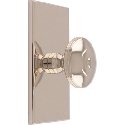 Loops 32mm Round Cabinet Door Knob & 76X40mm Matching Backplate Polished Nickel Handle from B&Q
