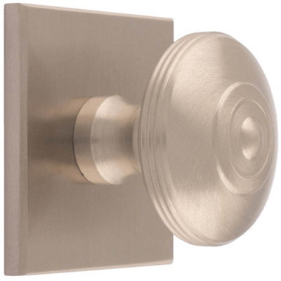 Loops 32mm Round Cabinet Door Knob & 40X40mm Matching BackplateSatin Nickel Handle from B&Q