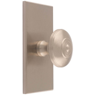Loops 32mm Round Cabinet Door Knob & 76X40mm Matching BackplateSatin Nickel Handle from B&Q