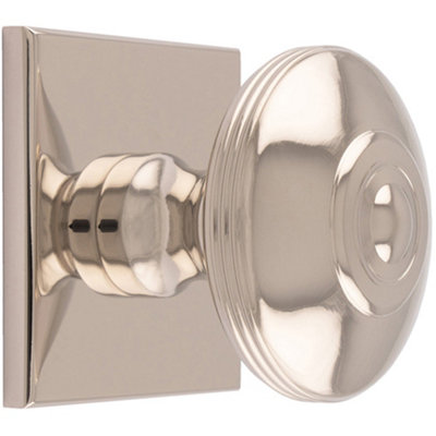 Loops 38mm Round Cabinet Door Knob & 40X40mm Matching Backplate Polished Nickel Handle from B&Q